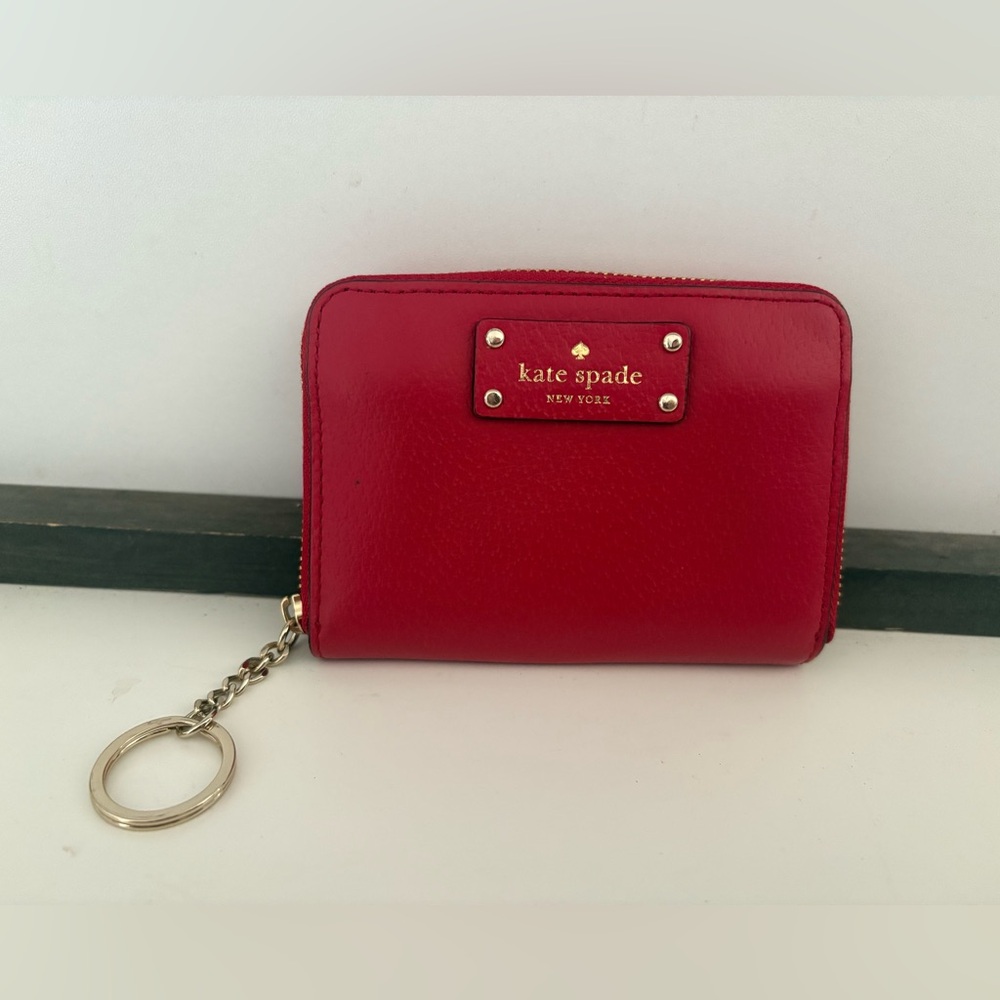 Kate Spade Red Wallet with Gold Accents